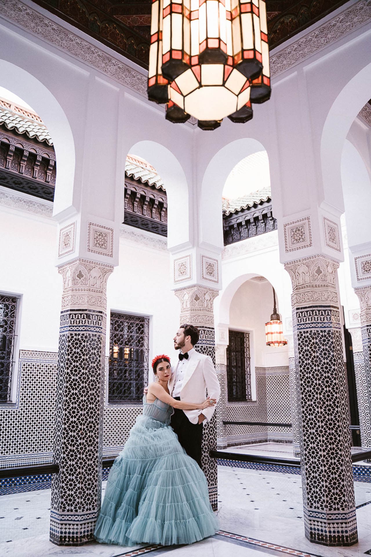 Wedding couple in a Moroccan riad